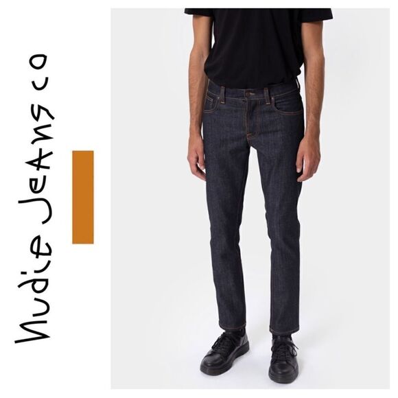 Nudie Grim Tim Dry Open Navy Comfort Stretch Jeans - Picture 1 of 14